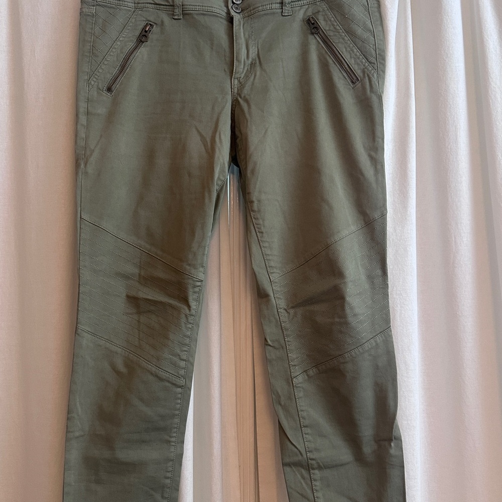 American Eagle-Moto Pants Olive Green Casual Pants